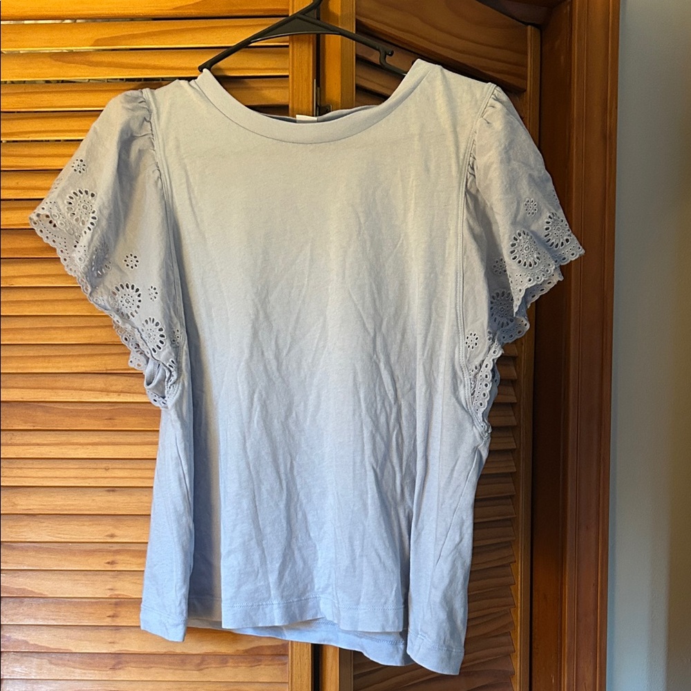 Old Navy Women's Short Sleeve Eyelet Top - Soft Blue